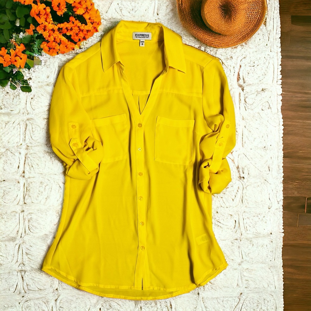 Express Yellow Button Down Shirt